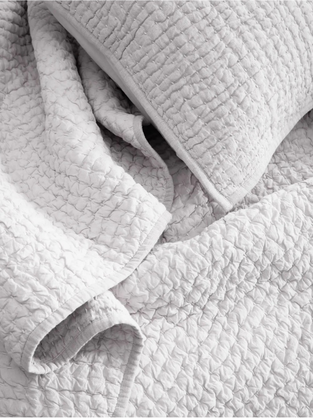 Quince European Linen Cotton Stitch Quilt - Full/Queen - White - Picture 5 of 5